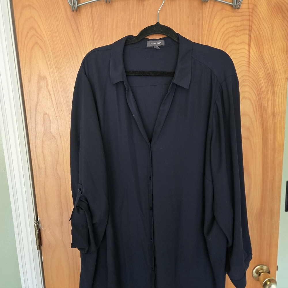 Limited Navy Button-Up Blouse